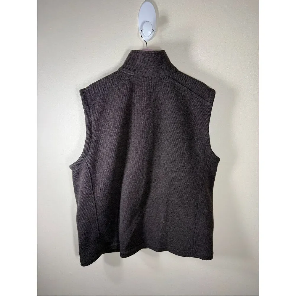 LL Bean Sweater Vest Fleece Liners Sleeveless Men XL Brown Full Zip
